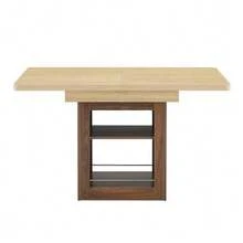 Extendable Wood-Effect Dining Table With Storage Space, Two Sizes 130cm/160cm, Walnut-Colored MDF Frame, With Removable Compartments, Suitable For Small Apartments And For 4 To 8 People. - 自然色 - 查看 8