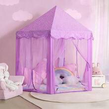Abulun Girls Large Playhouse Children's Castle Play Tent, Suitable For Children's Indoor And Outdoor Games, Hexagonal Tent - Màu tím - Xem 3
