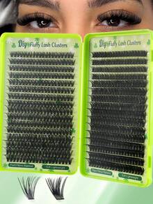 384/640pcs Individual False Eyelashes, Eyelash Book, Cluster False Eyelashes, DIY Home Eyelash Extension, Cluster False Eyelashes, Individual False Eyelashes, False Eyelashes, Natural Lashes Vs Thick Lashes, DIY Cluster Lashes, Korean Lashes, Medusa Lashes, Angel Lashes, Reusable Lash Clusters, D-Curl Flared Individual False Eyelashes, Beginner Starter Kit, Easy DIY Application, Suitable For Beginners, Reusable, Suitable For Daily Wear, Festivals, Performances, Etc. - 彩色 - 查看 11