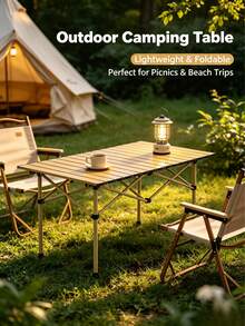 Outdoor Folding Roll-Up Table, Available In Two Colors And Two Sizes. Foldable And No Assembly Required, Portable And Easy To Store, Stable And Durable. Ideal For Camping, Picnics And Home Use. - Random Color - View 2