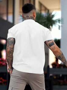 男士素色休閒圓領短袖T恤 - 白色 - 查看 2