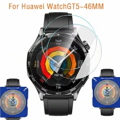 Bộ 2 miếng dán màn hình cường lực cho Watch GT 6/6 Pro, Watch GT 5/5 Pro 46mm [Độ cứng 9H, Chống trầy xước, Độ nét cao, Siêu mỏng], Miếng dán màn hình Watch GT 5/5 Pro 41/42mm, Dễ dàng lắp đặt với khung định vị, Phù hợp với đồng hồ GT6 46mm & 41mm