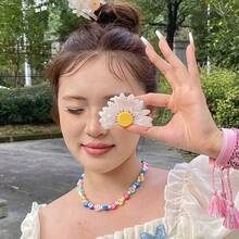 1pc Sweet Acetate Cute Half-Round Daisy Flower Hair Claw Clip, Perfect For French Gentle Style, Forest Pastoral Style, Japanese Fresh Style Outfits - Multicolor - View 7