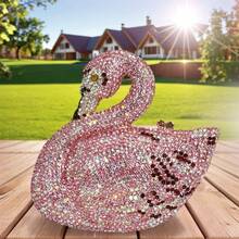Swan Shaped Diamonds Evening Bags New Gorgeous Sparkling Rhinestones Metallic Clutch Purses And Handbags Wedding Party Women Luxury Swan Rhinestone Evening Clutch Elegant Crystal Purse Bridal Wedding Handbag For Prom Cocktail  Party - 粉色 - 查看 1