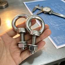 4pcs M10 Stainless Steel Eye Shoulder Bolts, Hex Drive Flat Head Semi-Threaded Bolts With Matching Nuts And Washers, Lifting Hoisting Fastening Screws - A - View 7