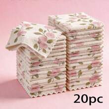 1/10/20pcs Coral Fleece Cleaning Towels, Suitable For Kitchen, Bathroom, Glass And Car Washing, Super Absorbent, Quick Drying, Reusable, Coral Pink And Gold Fabric, Soft Square Towels, Suitable For Home, Car Care And Multi-Purpose Use - Square - View 11