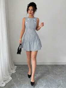 Women Short Dresses - Grey - View 3