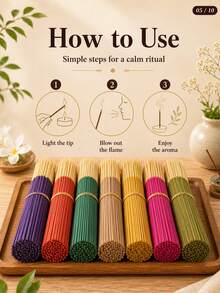 25pcs/Set Aromatherapy Incense Sticks, Lavender, Sage, Mint, Cherry Blossom, Coffee, Sandalwood, Lemongrass Scents, Natural Ingredients With Flower Petals, Long-Lasting Fragrance, Suitable For Gifts, Ramadan, Hosting Guests, Meditation, Air Purification - Incense Sticks - View 7