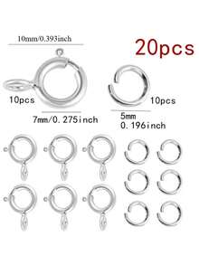 20 piezas Anillos de salto con cierre de resorte chapados en oro de 18K, 10 piezas Cierres de resorte + 10 piezas Anillos de salto abiertos, Adecuado para pulseras hechas a mano, collares, fabricación de joyas - Multicolor - Ver 12