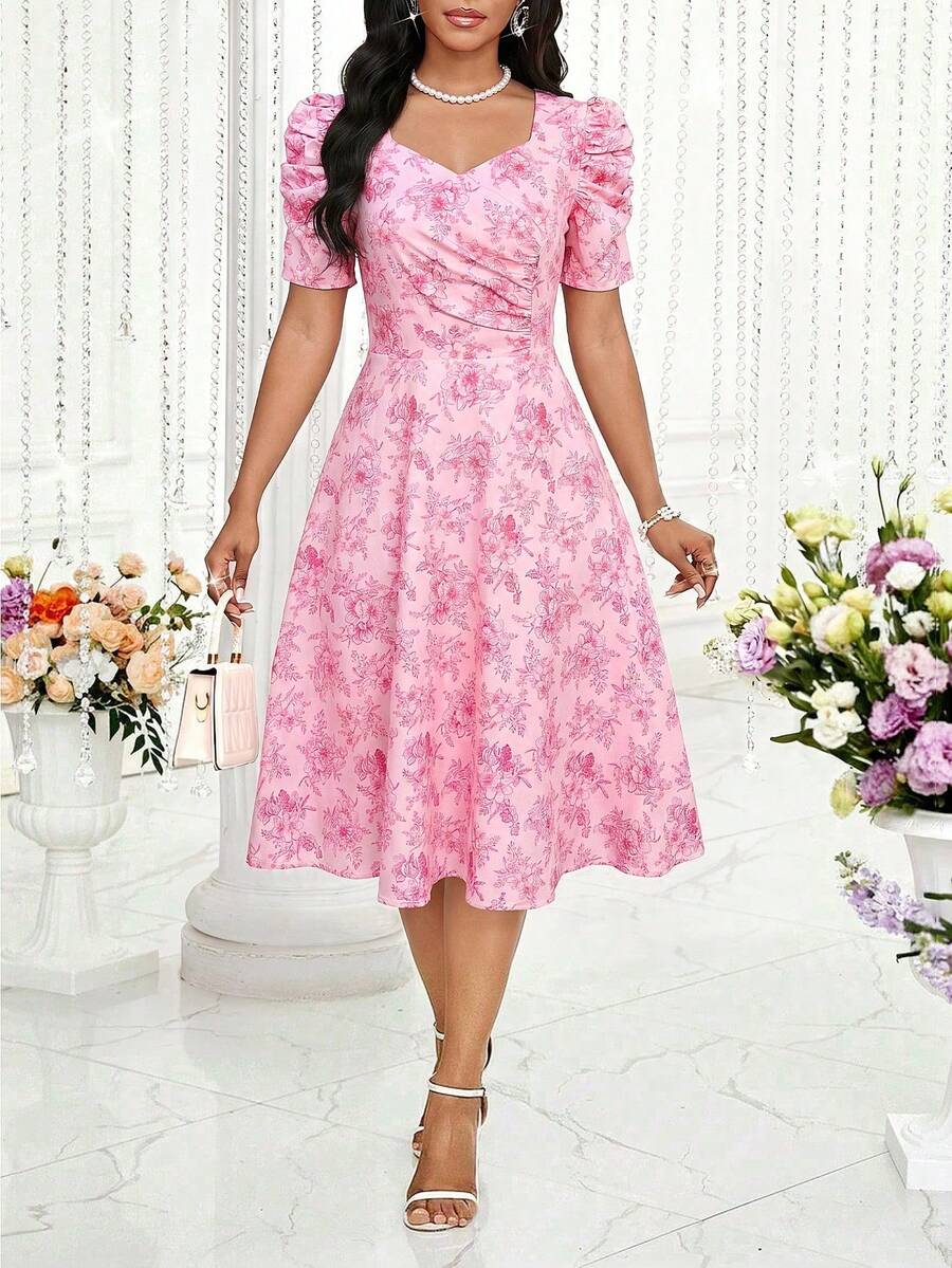 Vestidos de vacaciones para mujeres, vestido largo de verano para mujeres, vestido floral, vestido floral para mujeres, vestido rosa, vestido rosa para mujeres, falda rosa, vestidos rosas, vestidos rosas para mujeres, vestidos elegantes para mujeres, vestido elegante, vestidos elegantes para damas - Rosa 2 - Ver 1