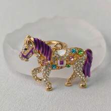 1PC Lovely Horse Key Ring Alloy Rhinestone Pendant Keychain For Bag Key Decor Ideal Gift - A3 - View 11