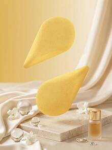 MAANGE 1 pieza Mini borla con felpa, de uso seco y húmedo, portátil, adecuada para viajes, accesorios de maquillaje, esponja de maquillaje, borla de maquillaje en polvo, esencial de viaje, regalo - Amarillo - Ver 1