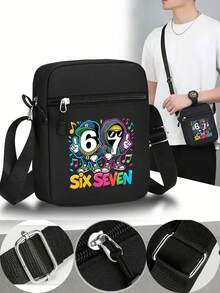Ensemble seau et sac bandoulière imprimé de mème viral de dessin animé streetwear hip-hop 67, tenue unisexe originale pour tous les jours et toutes les saisons - Multicolore - Voir 3