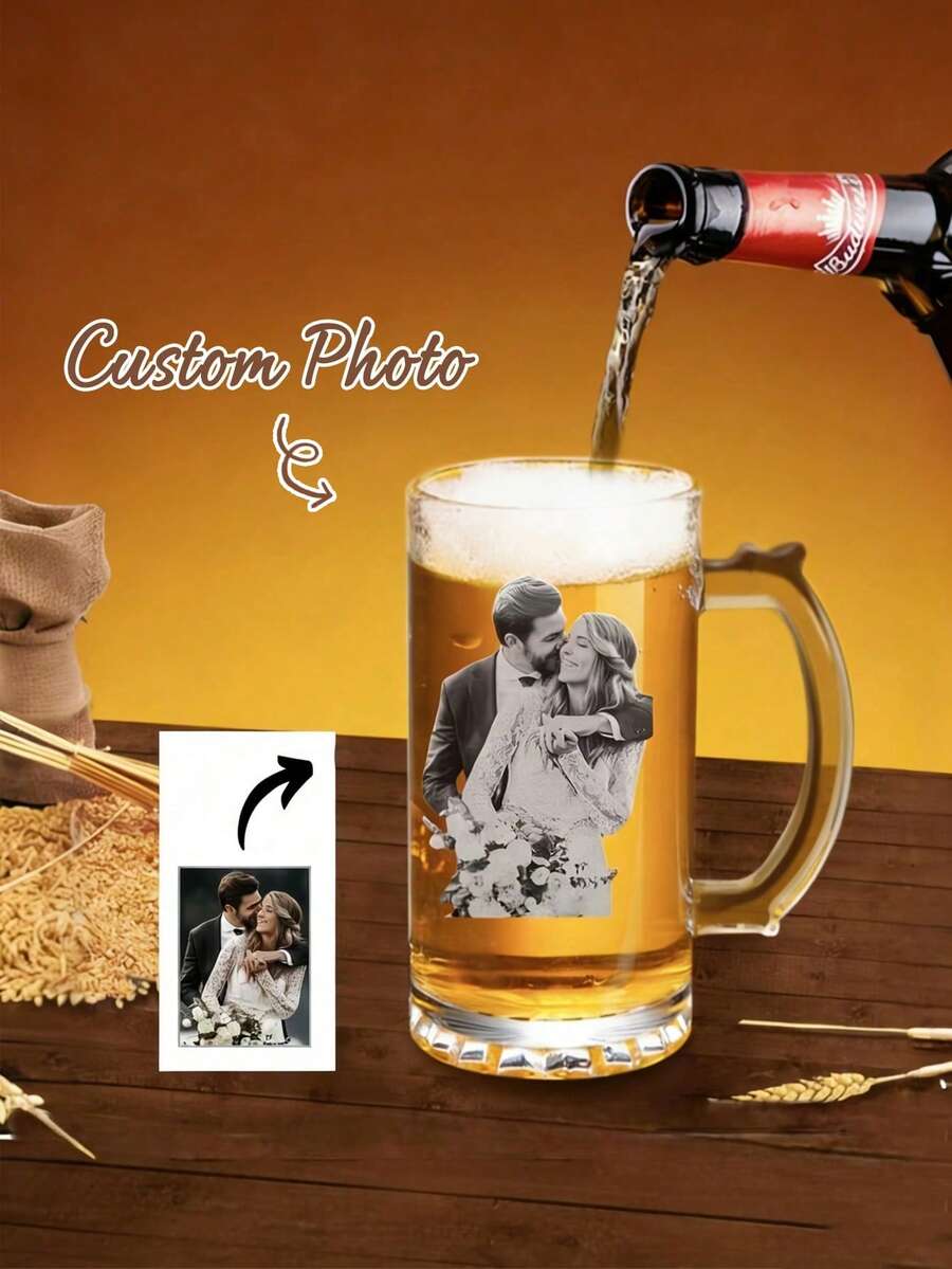 Mug Bir Cetak Foto Personalisasi, Mug Kaca Foto Kustom, Hadiah untuk Pecinta Bir, Suami, Ayah, Perayaan Ulang Tahun dan Hari Jadi - beraneka warna - View 1