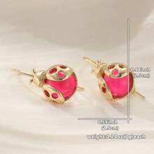 Fashionable Retro Red Bead Insect Shaped Pendant Earrings, Women's Handmade Jewelry, Suitable For Travel And Vacation - Two-color - View 2