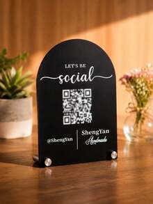 Customized Honeymoon Fund QR Code Sign, Personalized Acrylic Wedding QR Code Table Sign, Supports Scan To Pay QR Code Customization. Arched Wedding Donation Sign, Suitable For Honeymoon Fund, Couple Savings Fund And Wedding Banquet Decoration. Can Customize Groom And Bride Names And Exclusive Information Suitable For Wedding, Engagement Party, Bridal Shower - Multicolor - View 3