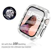 Ốp lưng Bling Bumper Case tương thích với Apple Watch 38mm 40mm 41mm 42mm 44mm 45mm 46mm kèm miếng dán bảo vệ màn hình, ốp lưng bảo vệ toàn diện đính kim cương lấp lánh tương thích với Series SE 11/10/9/8/7/6/5/4/3/2/1, màu bạc - Bạc - Xem 2