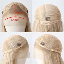 ZigZag Hair 13x4 Inch Lace Front Synthetic Wig, Wavy Texture, Beige & Gold Color, Pre-Trimmed Hairline, Heat Resistant Fiber, Suitable For Party, Daily Wear, Cosplay, Halloween - Blonde Highlight - View 5
