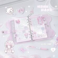猫耳付き手帳 韓風可愛少女向け 水玉柄 A6 リングノート - ピンク(横向き) - チェックする 6