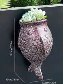 1pc Wall-Mounted Spotted Fish Planter For Hanging Pothos, Simple European Style Wall-Hanging Decor Flower Pot, No Drilling Required, Suitable For Villa And Outdoor - One Size - View 11