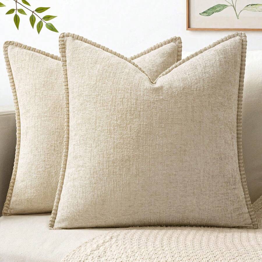 1pc Soft & Comfortable Beige Sherpa Pillow Cover With Sewn Edges, Suitable For Sofa And Bed, Spring/Summer - Beige - View 1