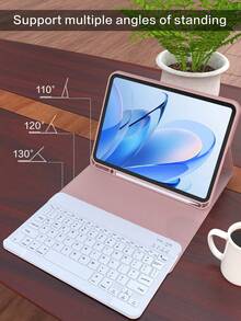 可拆卸式無線藍牙鍵盤保護殼附筆槽，適用於 iPad Air 5代 2022/Air 4代 2020/Air 6(M2) 2024/Air 7(M3) 2025/Air 8(M4) 2026、9.7"、7/8/9代 10.2"、11(A16) 10代、Pro 11 1/2/3/4代，粉紅色 - 粉色 - 查看 7