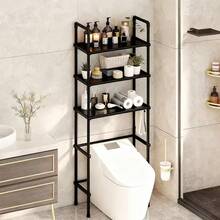 Over The Toilet Storage Cabinet, 3-Tier Metal Bathroom Organizer Shelf, Stable Freestanding Above Toilet Shelf For Laundry - Black - View 8