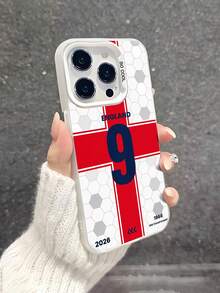 1 Peça de Estilo de Camisa No. 9 da Inglaterra, Casca Macia Hexagonal Vermelha e Branca, Capa Protetora de Telefone Anti-queda Completa, Impressão Comemorativa da Copa do Mundo, Adequada para iPhone17pro MAX/17pro /17/16pro MAX/16pro/16/15pro MAX/15pro/15/14pro MAX/14pro/14/13pro MAX/13pro/13/12pro MAX/12pro/11pro MAX/11, Capa de Telefone à Prova de Choque, Poeira e Água - Multicolorido - Visão 3