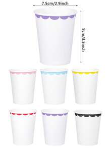 6/20/40 piezas Vasos desechables de papel con borde ondulado y coloridos, vasos para beber de color rojo/rosa/azul/morado/amarillo/negro, vasos para dulces, vasos para postres para uso diario, fiestas de cumpleaños, bodas y decoración, baby shower, celebraciones festivas - Ver 2