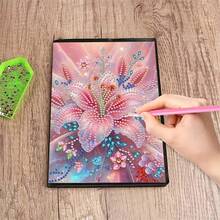 1 Set 5D DIY Diamond Painting Notebook, Floral Pattern Diamond Art Notebook Kit, Suitable For Handmade Creative Gift - BJ078 - View 2