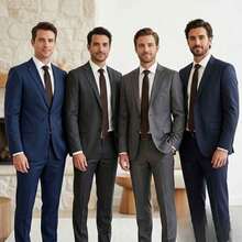 Set Of 5 Light Gray Formal Ties For Groomsmen, Weddings, Events, And Conferences - Rust Brown - View 2