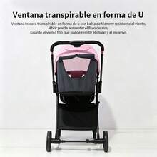 Carriola para Bebé Reversible y Plegable, Carriola de Paseo Ligera con Asiento Ajustable de Dos Vías, Cochecito Portátil de Viaje - Rosa - Ver 6