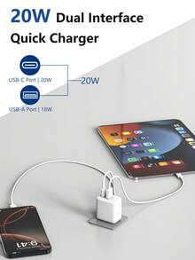 1個 KFLY 20W 雙孔快充充電器，PD 20W USB-C 與 QC3.0 USB-A 牆壁充電頭，相容 iPhone 14/13/12、Android 手機，輕巧便攜電源適配器 - 查看 7