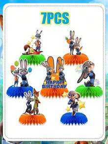 Disney Bộ trang trí trung tâm tổ ong chủ đề Judy và Nick, trang trí bàn làm việc rực rỡ phù hợp cho các bữa tiệc thẩm mỹ và chụp ảnh, được thiết kế nhấn mạnh vào màu sắc sống động và thẩm mỹ tươi vui. Thiết kế độc đáo với các họa tiết in đậm, bắt mắt của Judy, Nick và các nhân vật khác, kết hợp với đế tổ ong sáng màu sẽ nổi bật trong bất kỳ bối cảnh bàn nào. - Đồ trang trí - Xem 12