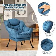 Sillón Individual Moderno de Tela de Poliéster Lifezeal con Bolsillo Lateral, Azul Marino/Beige/Gris/Marrón - Azul marino - Ver 7