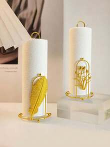 Light Luxury Metal Napkin Holder/Paper Towel Rack, Gold Theme Kitchen Storage Rack, With Metal Tree-Shaped Countertop Towel Rack, Elegant Dining Table Organizer, Space-Saving Design, Suitable For Kitchen, Bathroom - Multicolor - View 2