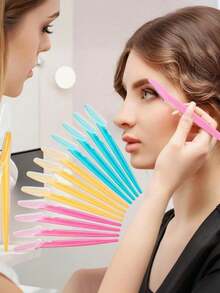 10PCS Pcs Multi-Color Eyebrow Razor, Women Eyebrow Trimmer, Eyebrow Shaver With Protective Cover, Women Self-Care Eyebrow Razors, Multi-Functional Skin Scraping Tool, Precise Eyebrow Shaping Tool, Eyebrow Trimmer, Body Hair Trimmer, Depilation Set - Upgraded Version - View 3