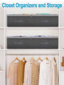 4pcs Large Capacity Underbed Foldable Storage Boxes With Transparent Window And Reinforced Handles, Suitable For Blankets And Bedding, Elegant Grey And Classic Black Options, Perfect For Gifts And Home Storage - Multicolor - View 3