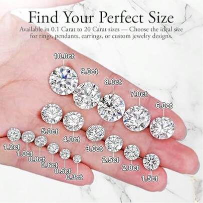 0.8-2.9mm Super White D Color Round Moissanite Loose Stones, VVS Grade, 8 Hearts 8 Arrows, Small Size Melee Stones For Jewelry Making