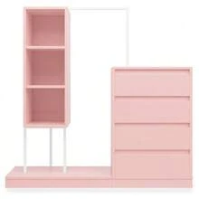 Chest Of Drawers, Wardrobe Set, White Wardrobe, Sideboard, Clothes Rail, Dimensions: W140/W40/H135 - Pink - View 11