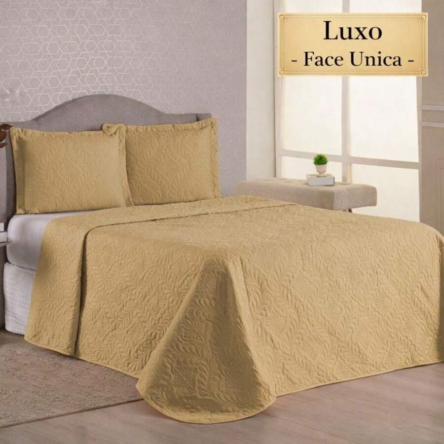 Luxury Bedspread For All Sizes + 2 Pillowcase Kit - Lots Of Elegance & Style! - Beige - View 1