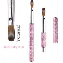 1pc Mink Hair Acrylic Nail Brush, Pink Crystal Handle, Suitable For Acrylic Nails, Professional Nail Extension Tool - Pink - View 14