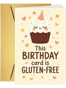 1Pc Cute Gluten Free Birthday Card With Cupcake And Celiac Disease Friendly Design - Soft Colors, Hearts, And Confetti, Suitable For Those With Celiac Disease/Gluten Intolerance - Perfect For Friends, Family, And Colleagues - Celiac Disease Awareness Gift, Birthday Party Invitation, Fun And Healthy Questions, With Playful Cupcake And Heart Patterns, Suitable For Special Occasions, Comes With A Matching Envelope For Easy Mailing - View 10
