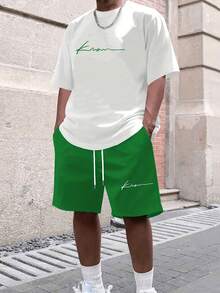Men's Short-Sleeved T-Shirt And Shorts Set, Basic And Versatile - White - View 10