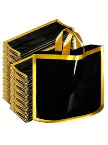 1/10/20/50個黑金邊塑料購物袋，適合小企業，25*30cm精品袋，居家裝飾、派對、婚禮 - 多色 - 查看 8