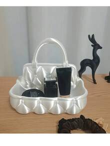 1個帶手把的珠寶收納盒，鑽石圖案珠寶整理盒，適用於梳妝台、洗手台和臥室珠寶收納，可存放戒指、項鍊、耳環、化妝品和各種小配件，送給朋友的最佳新年禮物 - 彩色 - 查看 6