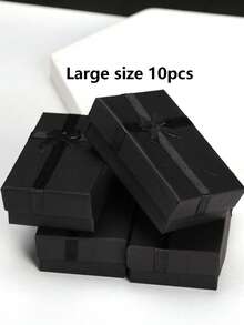 24/10/1 Jewelry Gift Box Set: Empty Jewelry Boxes, Suitable For Holding Small Gifts, Multiple Colors Available, Equipped With Ribbon Bows, Suitable For Anniversary, Wedding, Jewelry Display And Packaging, Beading And Jewelry Making Occasions - Black - View 15