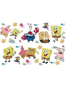 SpongeBob SquarePants 1 قطعة ملصق حائط بشكل مربع مناسب للنوافذ والجدران والحمامات والغرف النوم وهدايا عيد الميلاد وديكورات حفلات العطلات - ملصقات جدارية - مشاهدة 11