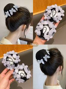 2pcs White Butterfly Hair Net Suitable For Performance Dance Headpiece - Multicolor - View 2