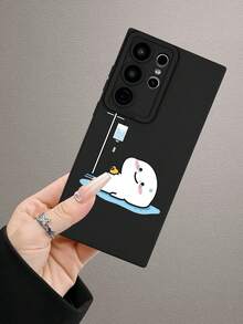 1pc 2D Abstract Line Art Design Unique Creative Minimalist Quirky Aesthetic Style Suitable As Gift For Friends, Family, Couples, Yourself, Black Matte Soft Protective Case Compatible With Apple, - Black - View 5